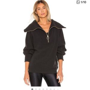 Varley Vine Half Zip Funnel Neck Pullover Black Textured Knit Athleisure S